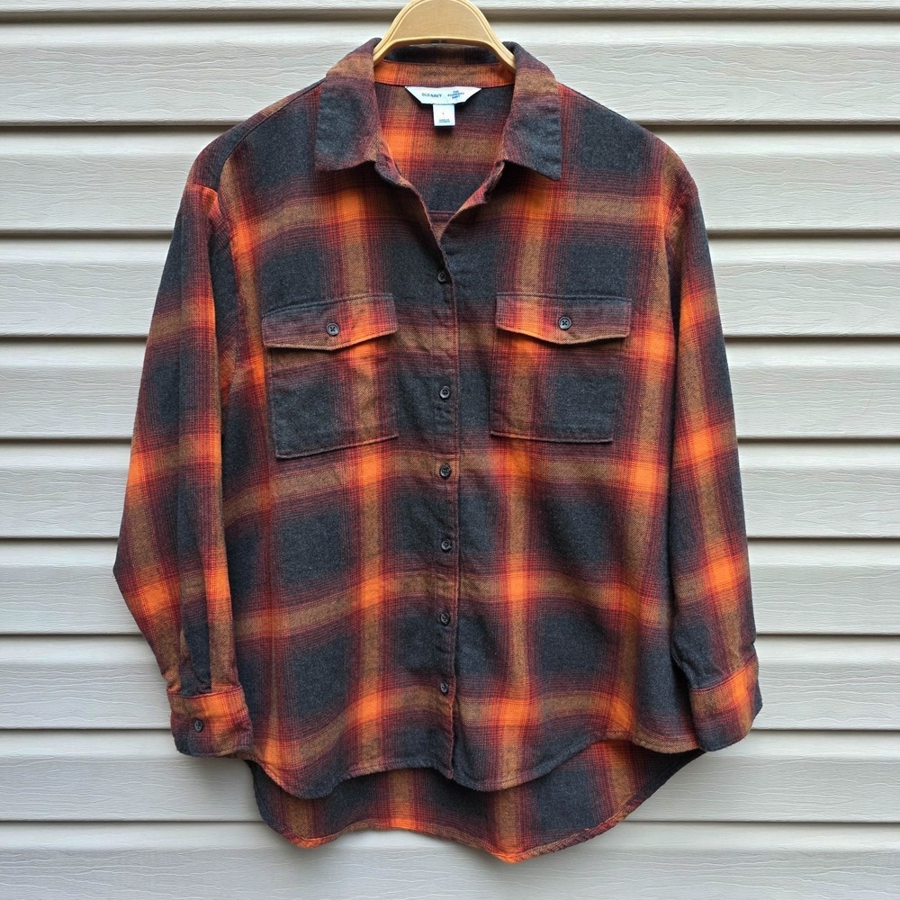 Old Navy Womens‎ The Boyfriend Flannel Shirt Size L Swiftie Evermore Country